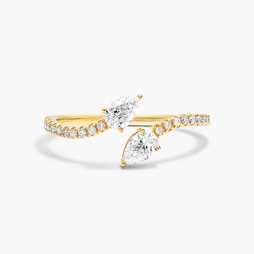 Pear Shape Diamond Pavé Bypass Ring