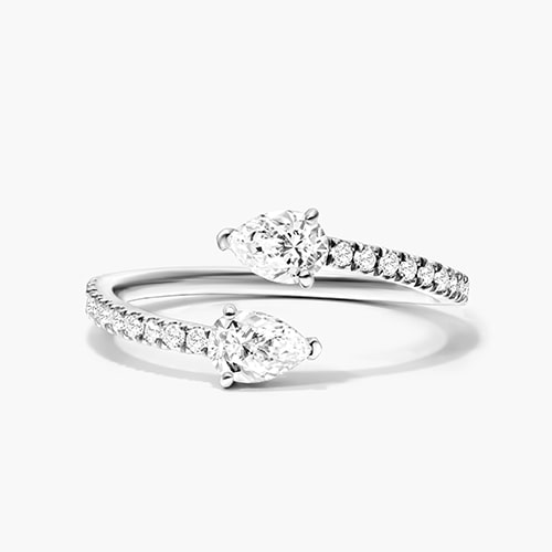 Pear Shape Diamond Pavé Open Ring