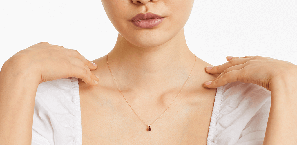 14K Yellow Gold Garnet Birthstone Necklace