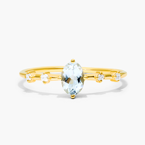 Aquamarine And Diamond Ring