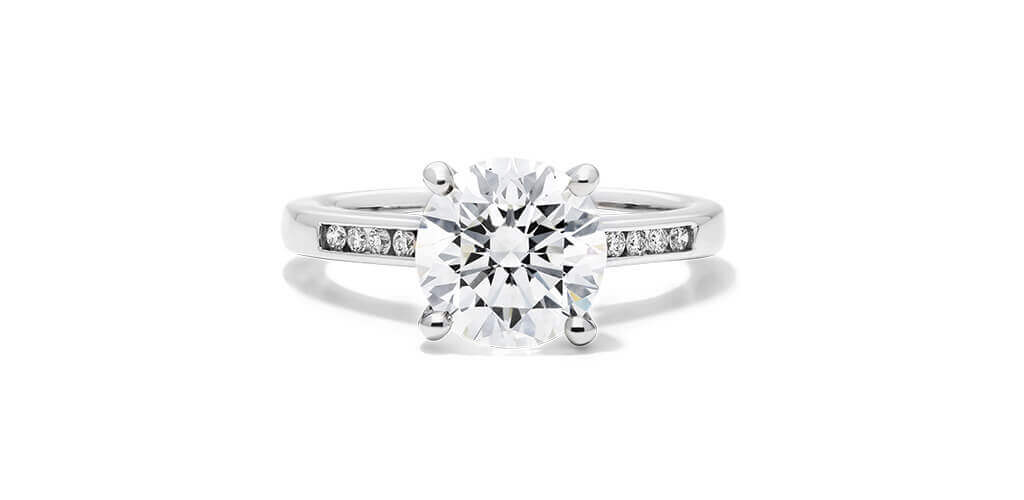 14K White Gold Channel Set Round Shaped Diamond Engagement Ring