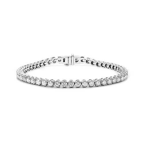 14K White Gold Four Prong Lab Created Diamond Tennis Bracelet