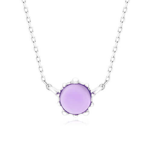 14K White Gold Beaded Amethyst Necklace