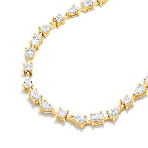 14K Yellow Gold Fancy Array Lab Grown Diamond Tennis Necklace