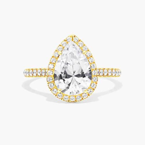 Pavé Halo and Shank Diamond Engagement Ring