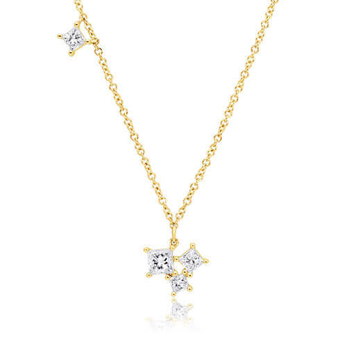 14K Yellow Gold Princess Spritz Lab Grown Diamond Necklace